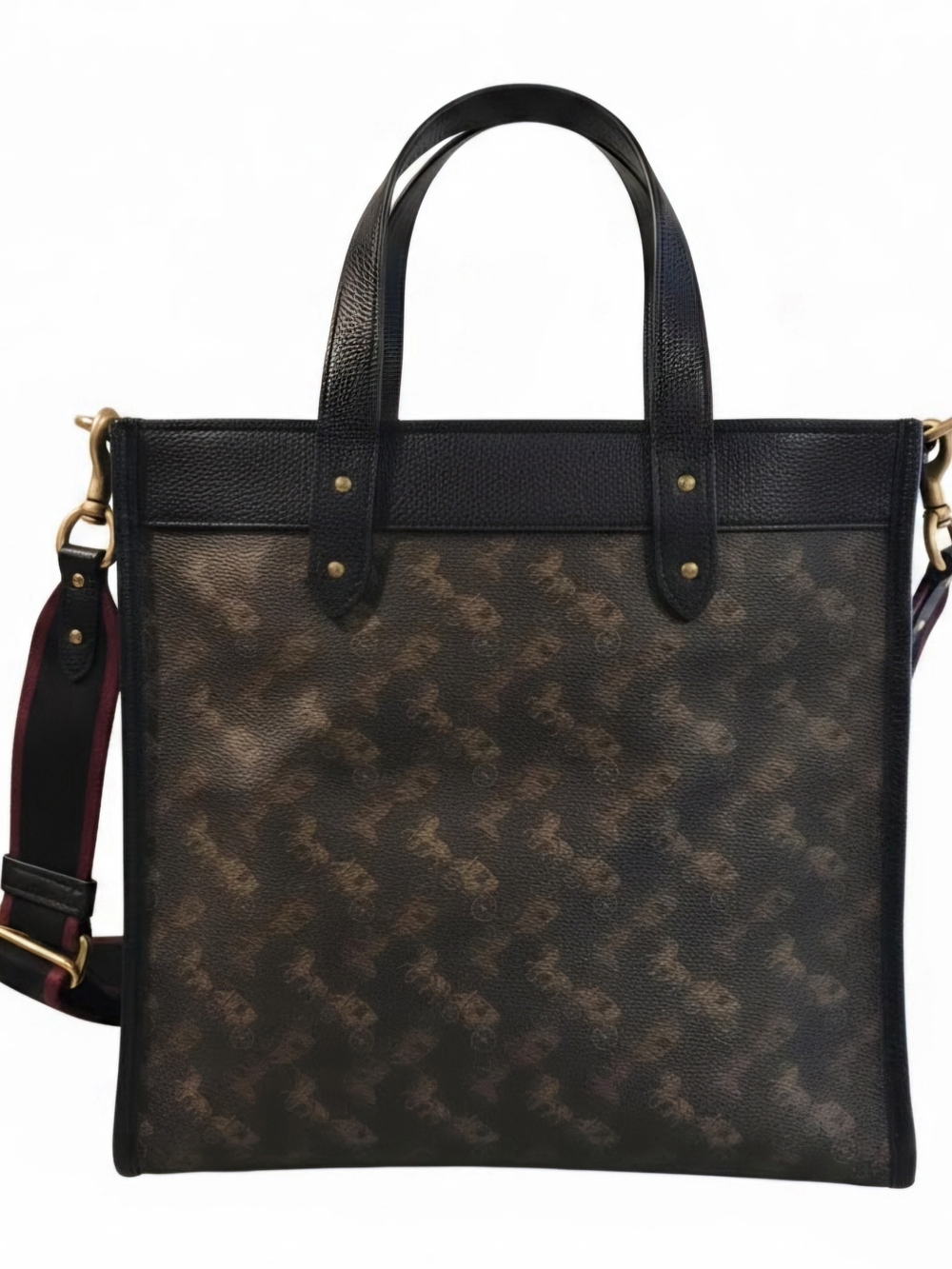 Coach Field Tote with Horse and Carriage Print - Truffle/Black/Oxblood
